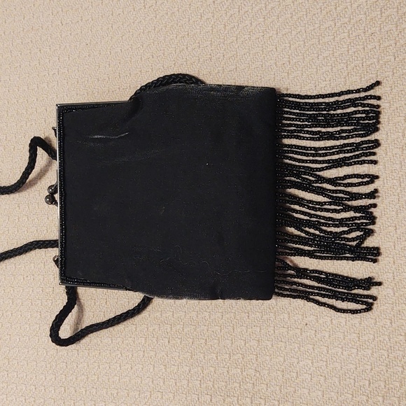 Lancome Black Sequin, beaded fringe purse - Picture 2 of 5